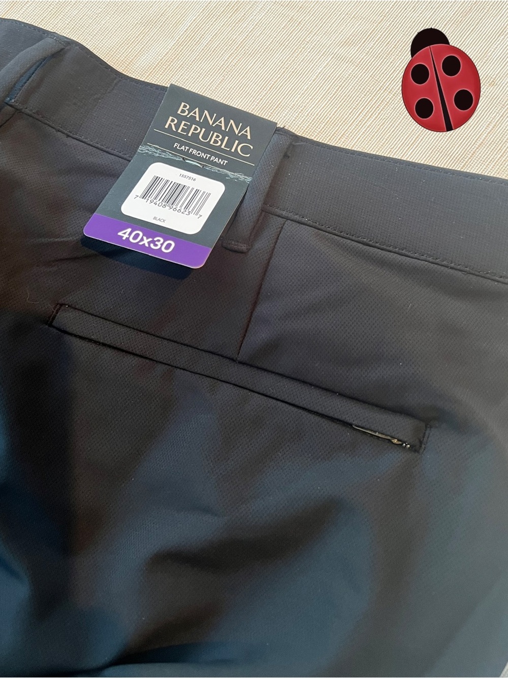 Banana Republic Men’s athletic dress Straight-Leg Black Pants 40x36 - Picture 3 of 6